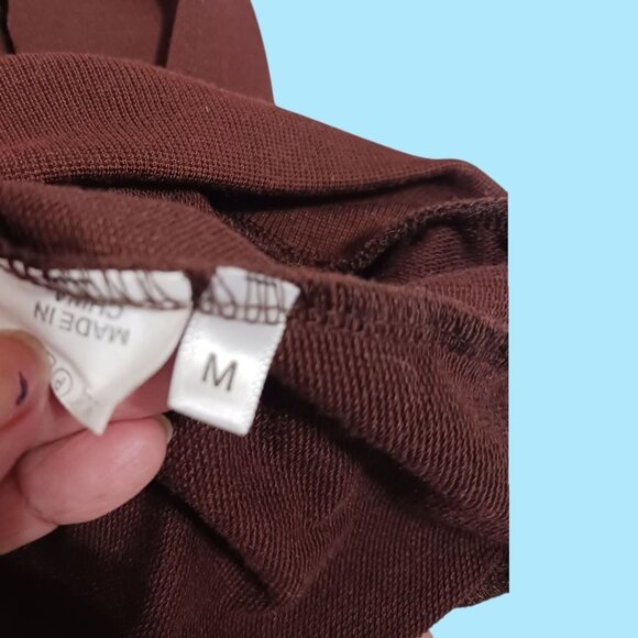 Brown Crewneck Sweatshirt With White Mushroom Print rhinestone Casual Dark Brown - Picture 3 of 6